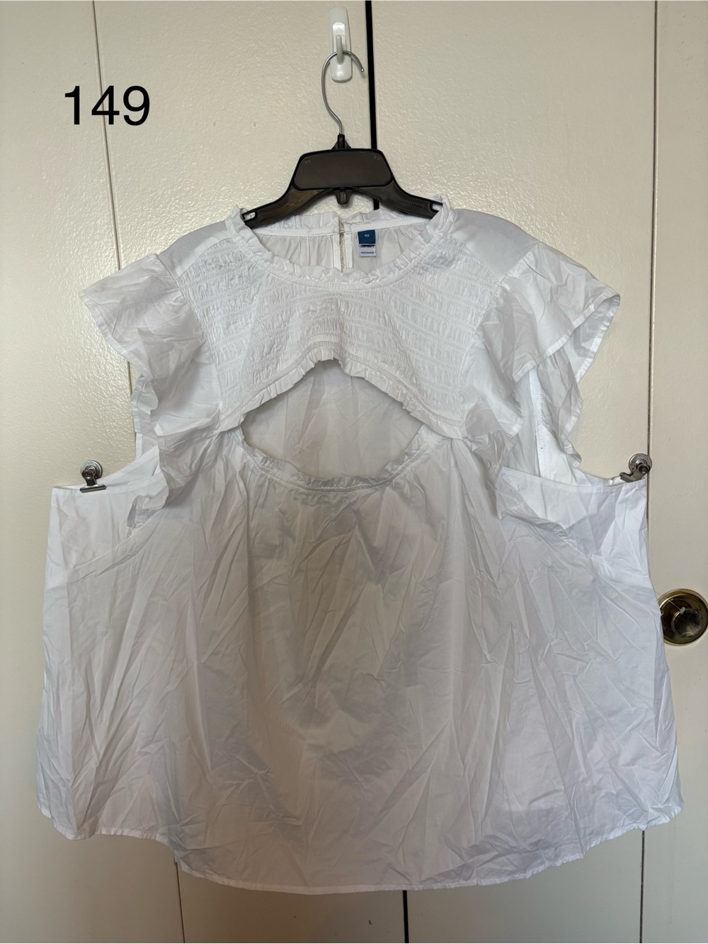Old Navy White Ruffle Cold-Shoulder Blouse